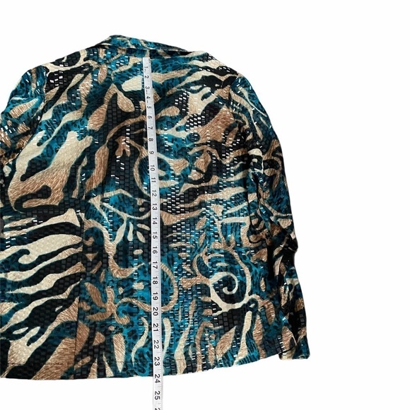 NWT Exclusively Misook Animal Print Full Zip Jacket Women’s Size Large Colorful - Picture 9 of 9